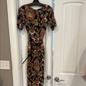 ASOS midi Black and Red Patterned Dress with belt